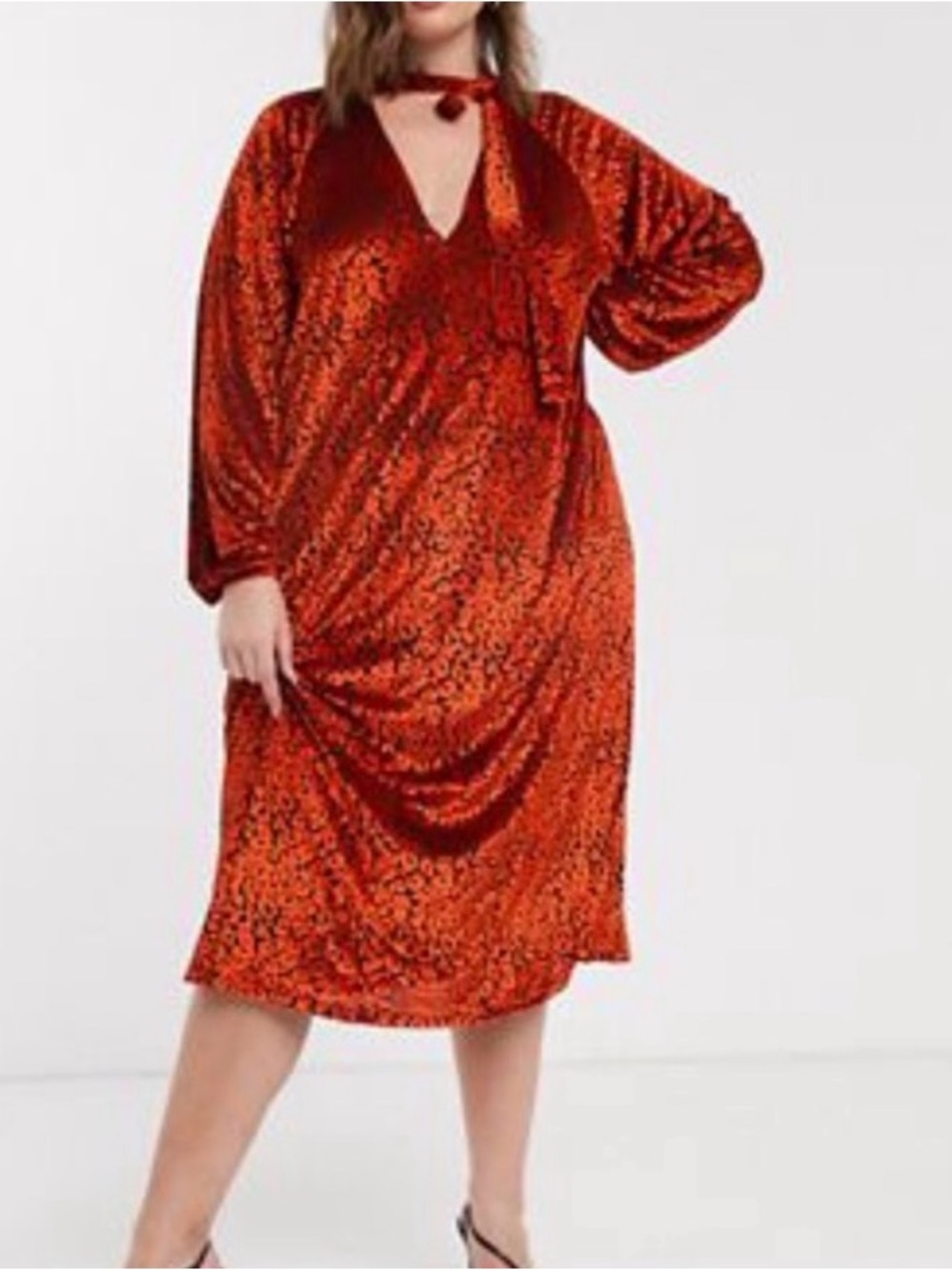 ASOS Maxi Dress Size 12 Animal Print Velvet Orange Black NEW With Tags